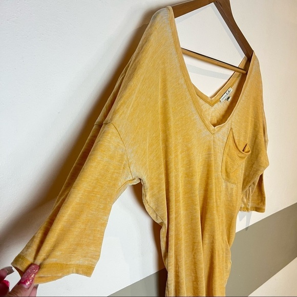 2/$25 Express Mustard Yellow Burnout Western Hippie Boho Bohemian Slouchy Shirt - Picture 8 of 15